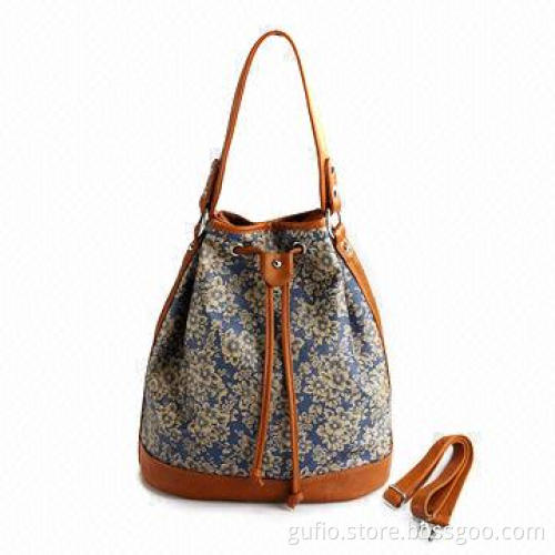 Bucket-shaped Bag with Elegant Design, Ethinic Style and Flower Prints